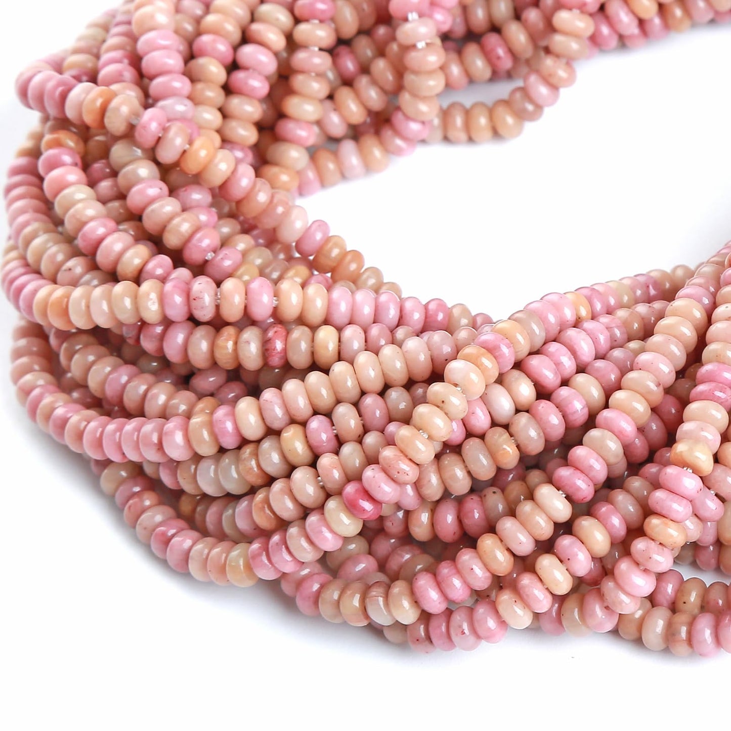 150PCS 2x4mm Natural Rhodochrosite Rondelle Beads Abacus Disk Stone Beads Round Loose Spacer Gemstone Beads for DIY Bracelet Necklace Jewelry Making