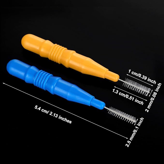 BBTO 100 Pcs Braces Dental Brush Flosser for Cleaner Interdental Brush Toothpick Tooth Flossing Head Oral Dental Toothpick Cleaners Cleaning Tool(Orange and Blue)