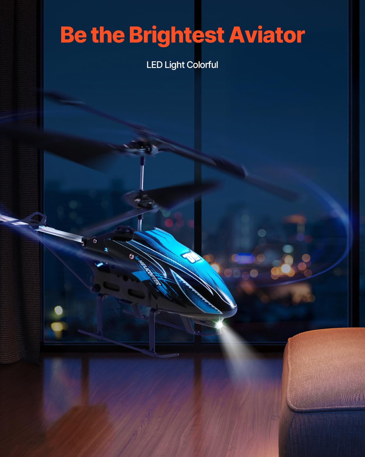 VEVOR RC Helicopter, 2.4GHz Flying Remote Control Helicopter, 3.5 Channel RC Airplane for Kid, 16 Mins Flight Time, Altitude Hold, One-Key Takeoff/Landing & LED Lights, Toys for Kids Ages 8 and up