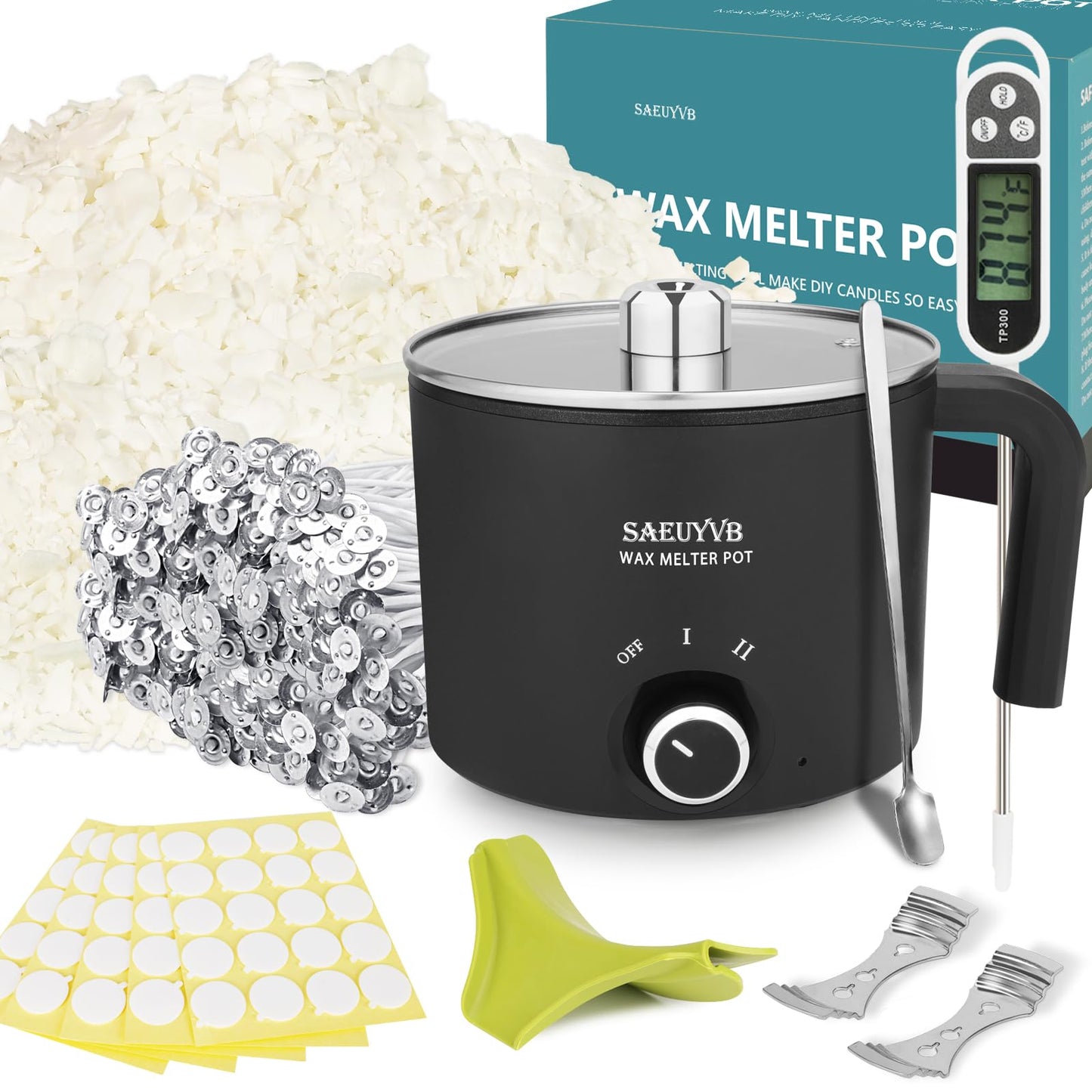 SAEUYVB Candle Making Kit,Soy Wax for Candle Making,DIY Candle Making Supplies,Including 5lbs Natural Soy Wax Flakes,Wax Melter,Candle Wicks,Candle Kit for Adults,Beginnner