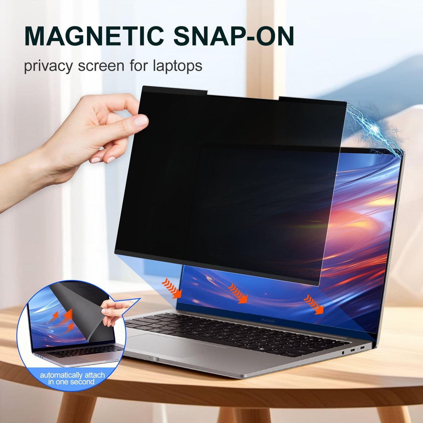 2Pack Magnetic 15.6 Inch Laptop Privacy Screen 16:9 Aspect Ratio, Removable Anti-Blue/Glare Protector Film, Anti Spy Desktop Security Private Filter 15.6in