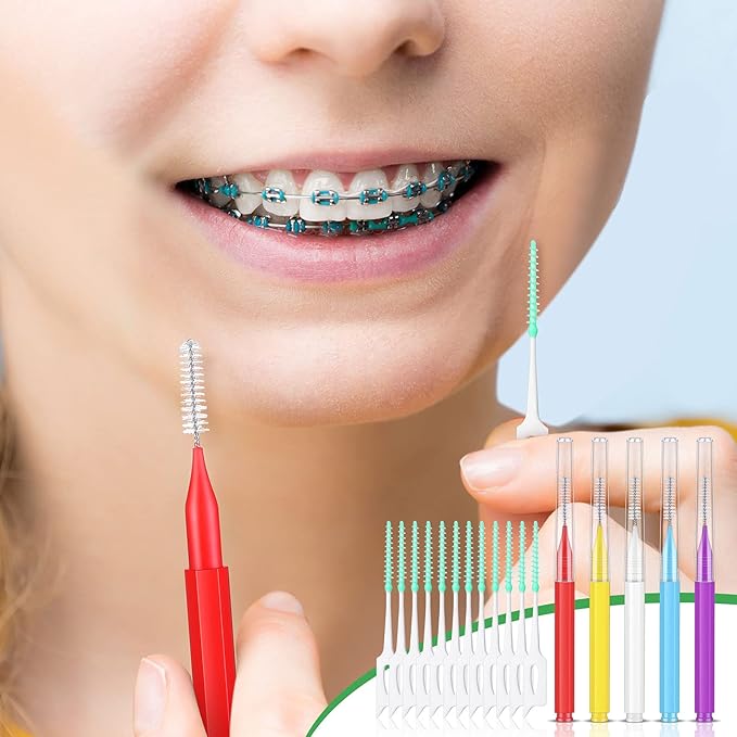 Zopeal 250 Pcs Interdental Brush for Braces Disposable Braces Flossers Dental Picks Floss Toothpick Dental Teeth Flossing Head Oral Hygiene Flosser Toothpick Soft Cleaning Tool (Stylish Color)