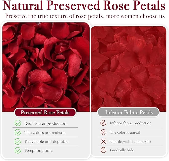 Eslibin 1000+PCS Real Red Rose Petals, 8.5oz Dried Flower Confetti Petals for Wedding Flower Girl to Throw at Wedding Party, Romantic Night Bridal Shower Valentine's Day Decor