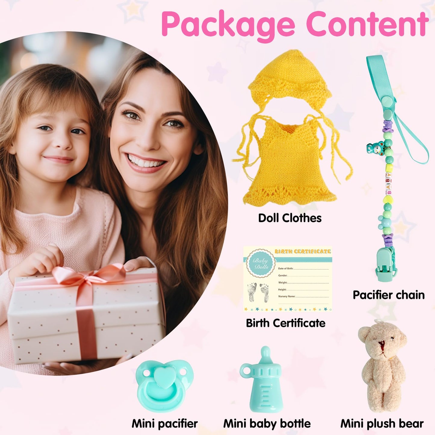 IVITA 8 Inch Mini Reborn Silicone Baby Doll Smile Face Infant Realistic Miniature Babies Stress Relief Therapy Sensory with Feeding Accessories - Girl
