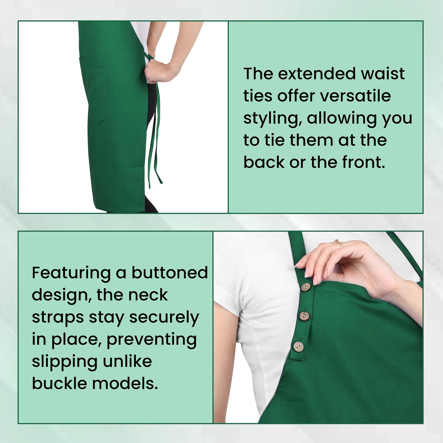 Natural Craft 2 pack Cotton Kitchen Apron, White, 33 Inches Long, 2 Pockets, Adjustable, Machine Washable
