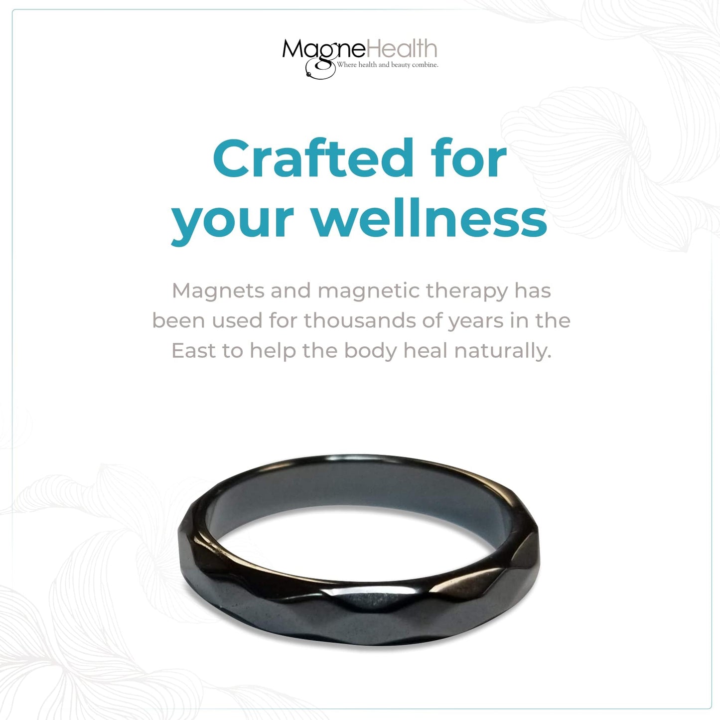 MAGNEHEALTH Hangover Ring, Thin Beveled Magnetic Hematite Band Ring, Hematite Band in Beveled Design for Magnetic Therapy, Acupuncture Ring - Size 8