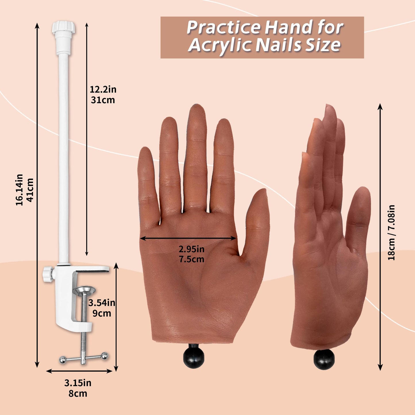 Veikmv Practice Hand for Acrylic Nails,Silicone Nail Practice Kit for Hands,with Flexible Bendable Fingers,Nail Art Gel Polish Practice, Manicure Supplies for Beginners