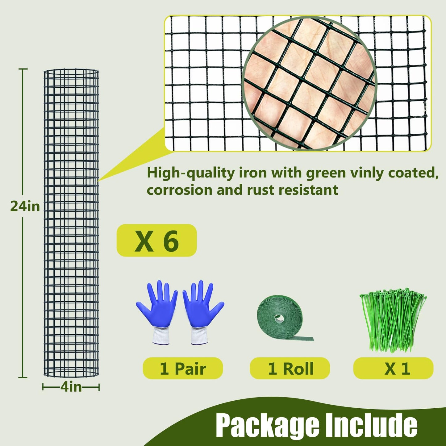 HOLANHING 6 Pack Metal Moss Pole, 24" Moss Poles for Plants Monstera, Stackable Sphagnum Moss Pole for Plants Work with Sphagnum Moss(6 Pack 24")