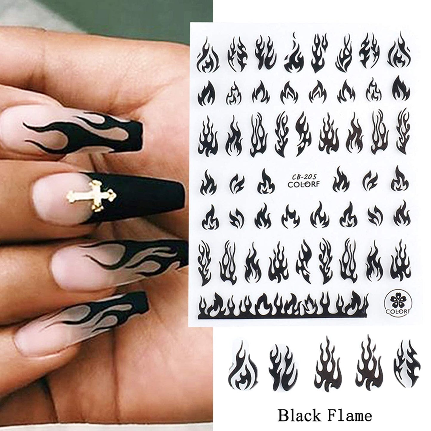 8 Sheets Luminous Nail Stickers and 8 Sheets Flame Nail Stickers