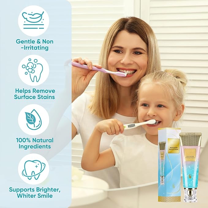 Niacinamide Whitening Toothpaste, Triple Action Whitening with Natural Gentle Care Deep Stains Radiant Smile Natural & Gentle Formula Fresh Breath (3)