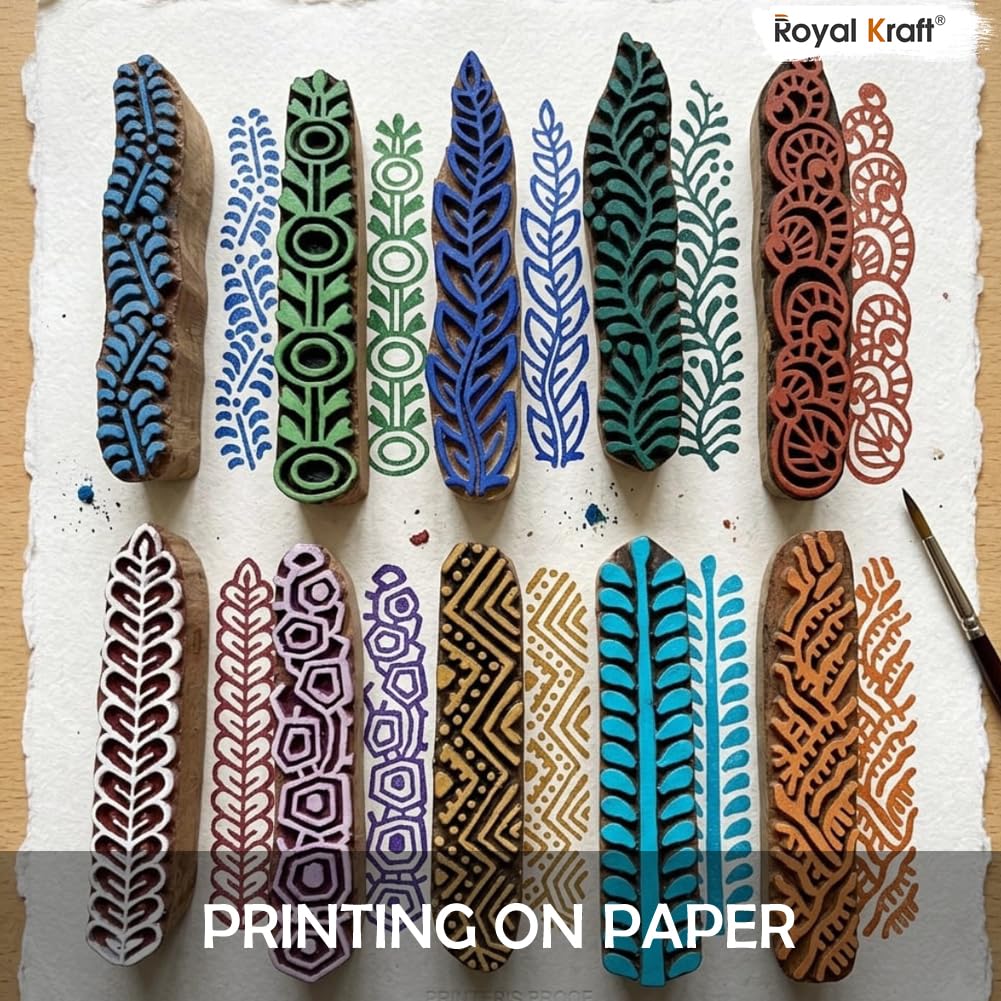 Mehndi Print Blocks Stylish Border Pattern Wooden Stamps (Set of 10) Htag2156