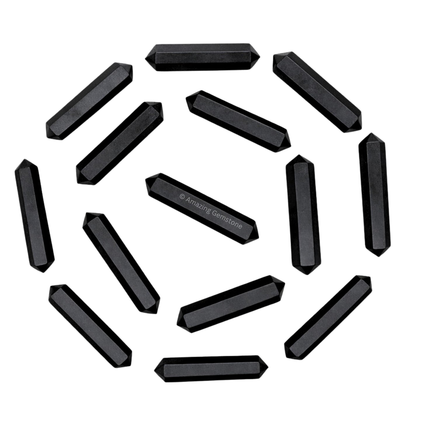 Amazing Gemstone Shungite Crystal Points Bulk Healing Crystals and Stones - Pack of 3 Double Terminated Healing Wand Point Bulk Crystals for Crafts, Crystal Grid, DIY Work