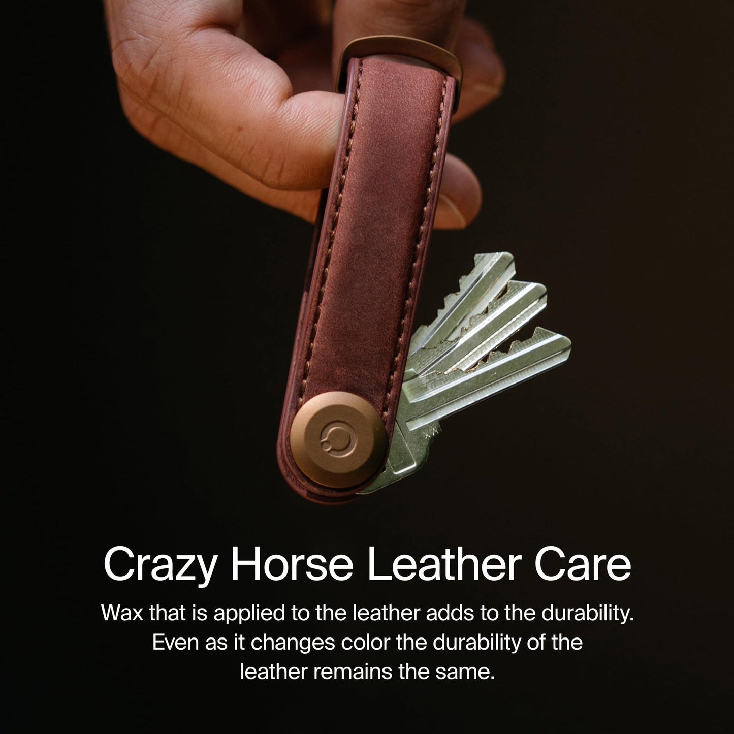 Orbitkey Crazy Horse Leather Key Organizer | Holds up to 7 Keys, Chestnut Brown