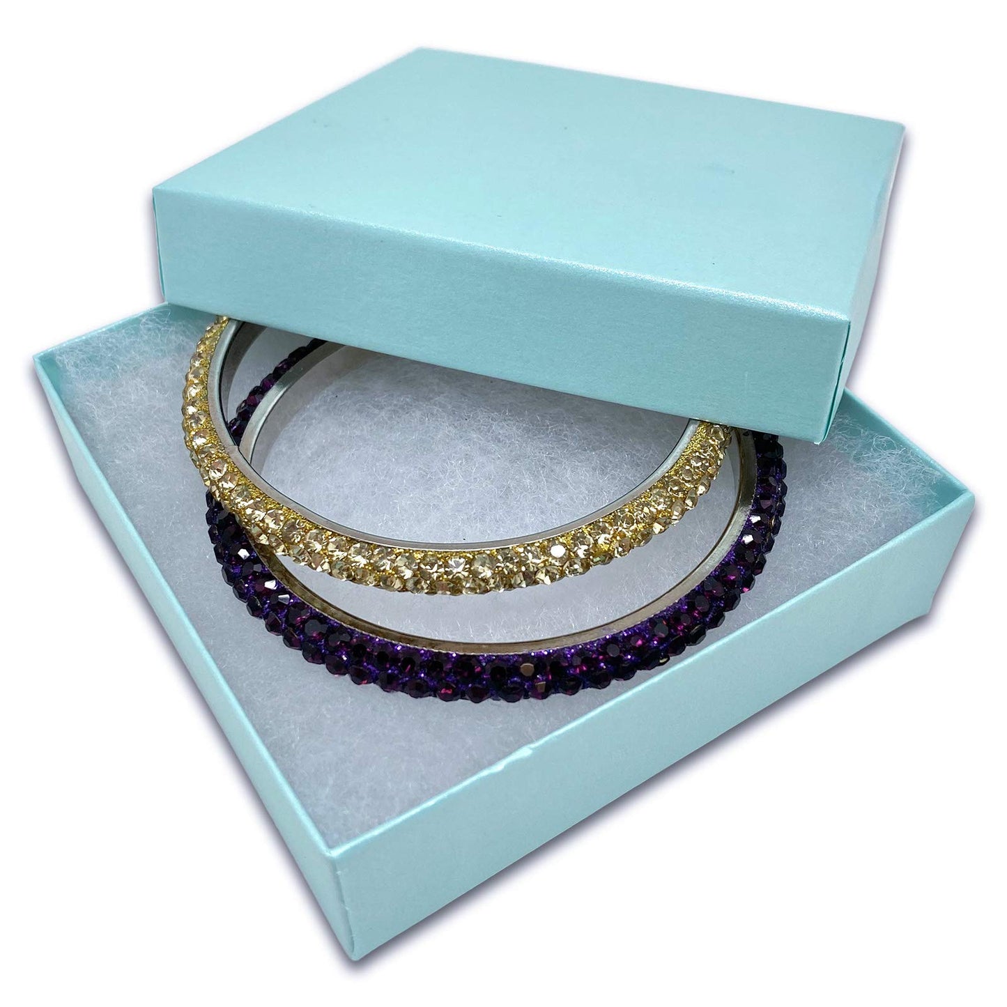 TheDisplayGuys - 25-Pack #33 Cotton Filled Cardboard Paper Jewelry Boxes Gift Case - Pearl Teal (3.5" x 3.5" x 1.0") - for Shipping or Storage