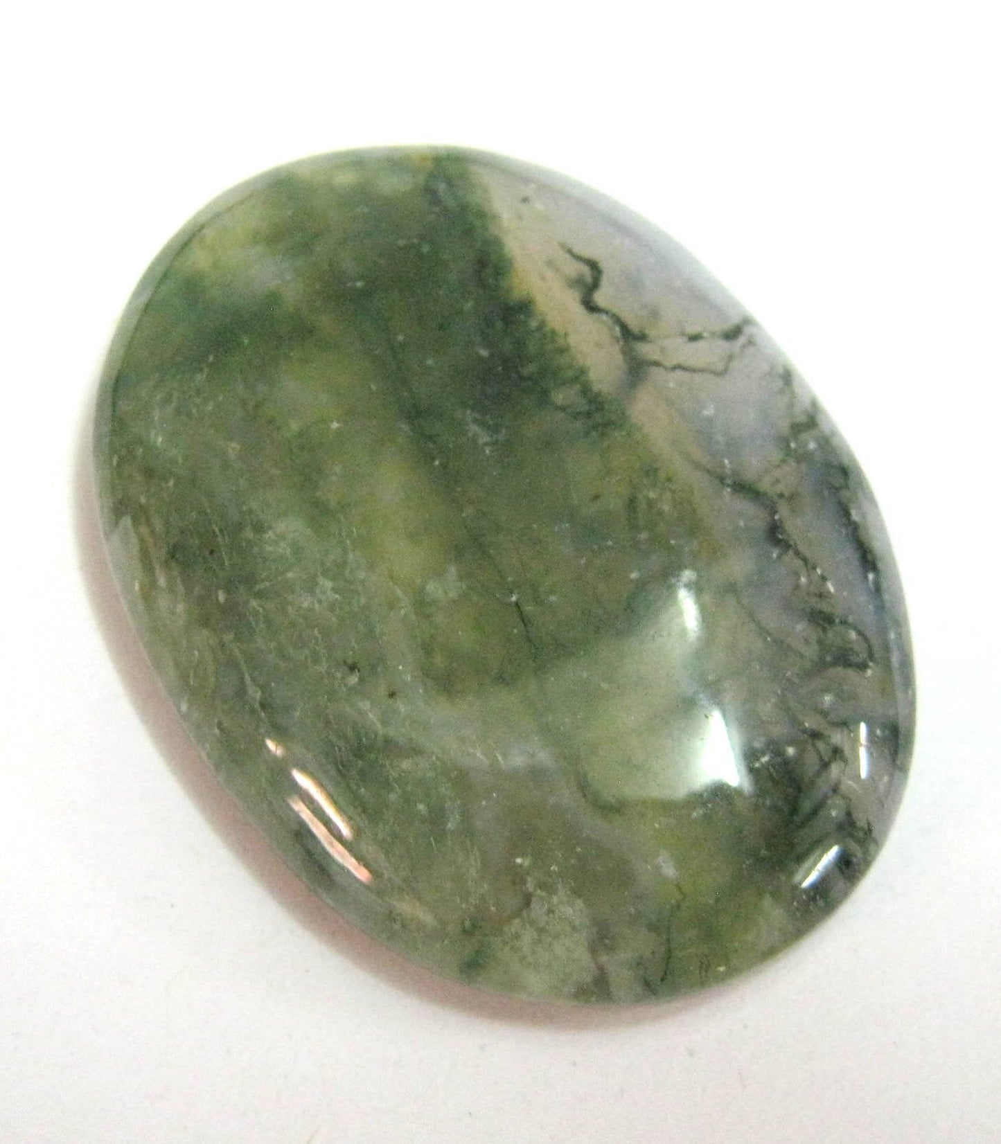 crystalmiracle Beautiful Moss Agate Worry Stone Wellness Crystal Healing Gemstone for Positive Energy Metaphysical Powerful Thumb Stones Meditation Reiki Feng Shui Gift for Men Women
