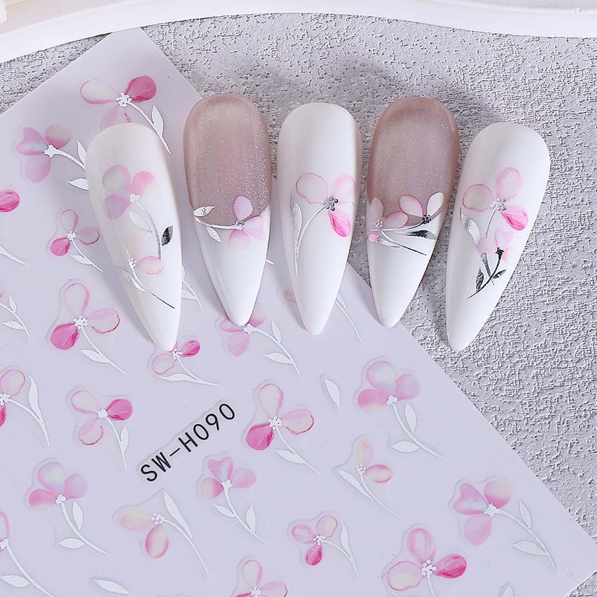 6 Sheets Flower Nail Stickers with Leaf Design Nail Decals 3D Self-Adhesive Gold Hollow Out Floral Nail Art Stickers Spring Summer Nail Decoration for Women DIY Manicure Supplies