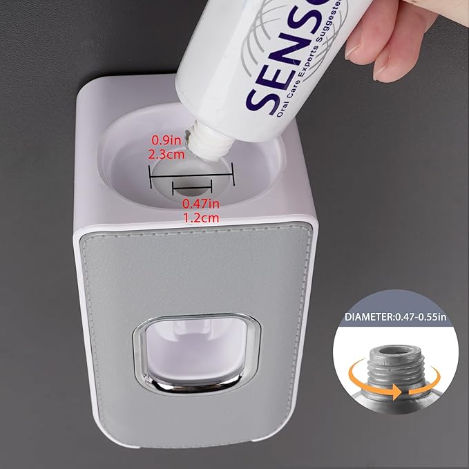 2 Slot Toothbrush Holder and Toothpaste Dispenser Wall Mounted, Automatic Toothpaste Squeezer, 2 in 1 Tooth Brush Toothpaste Organizer for Shower (Grey 2Pack)