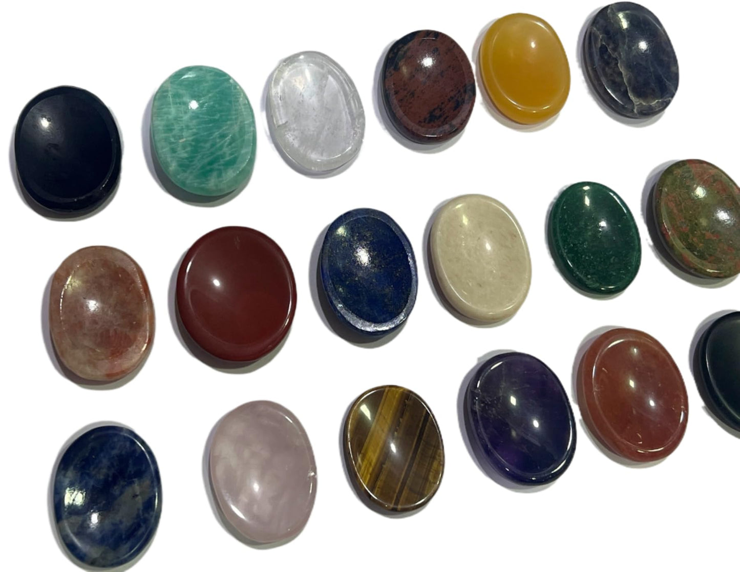 Wholesalegemshop Lot of 11 Premium Worry Stones Set - Thumb Worry Stones Metaphysical Gemstone Crystal Healing Reiki Men Women Gift Feng Shui