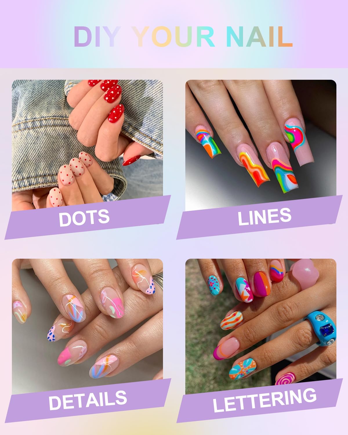 Xipan 36 Colors Nail Art Pens Set, 3D Nail Polish Pens Quick-Drying Nail Art Acrylic Paint Nail Point Dotting Liner Pen Tools for Home & Salon Nail DIY