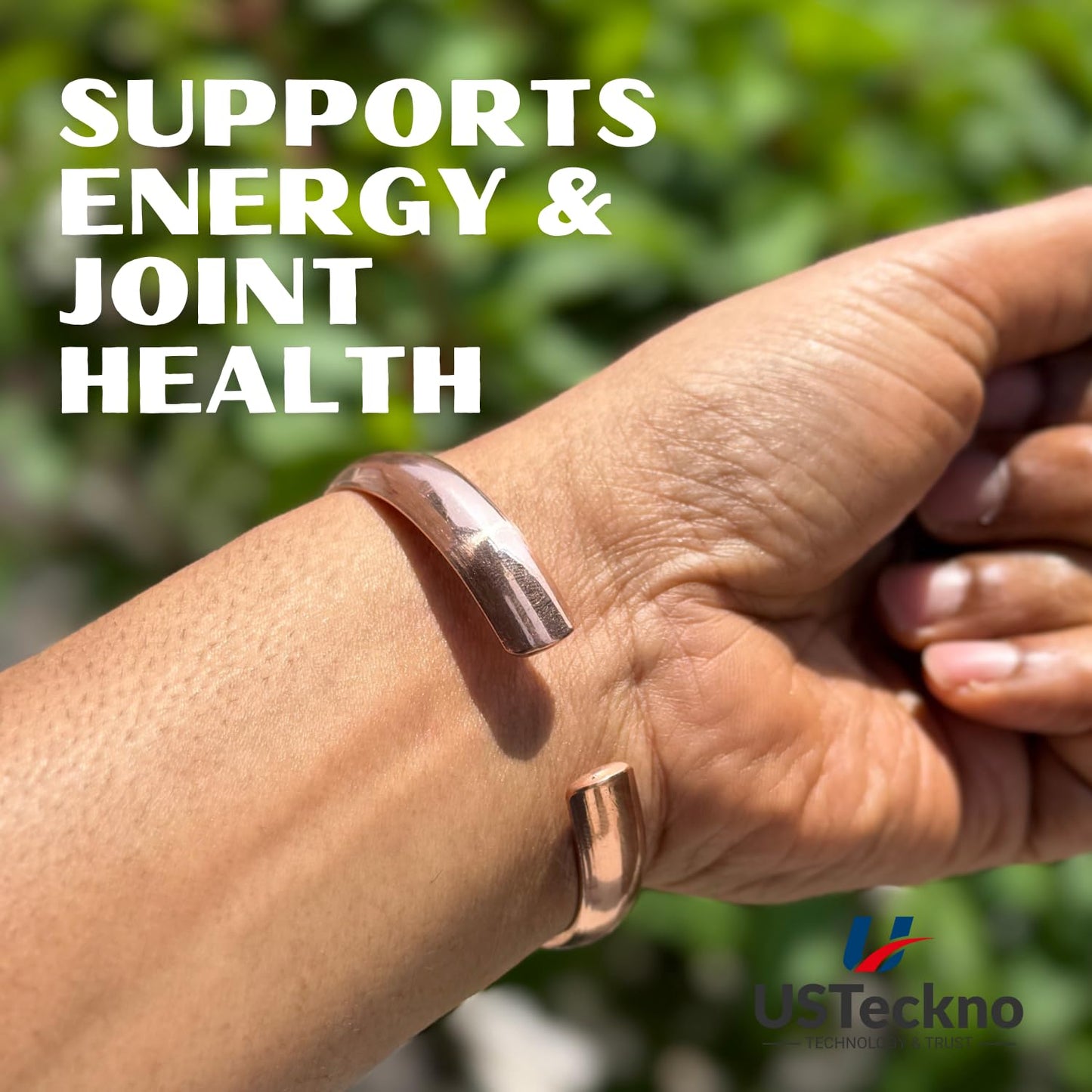 USTeckno Hand Forged 100% Pure Copper Bracelet. Made with Solid High Gauge Copper and Health benefits. Enhance your well-being in style