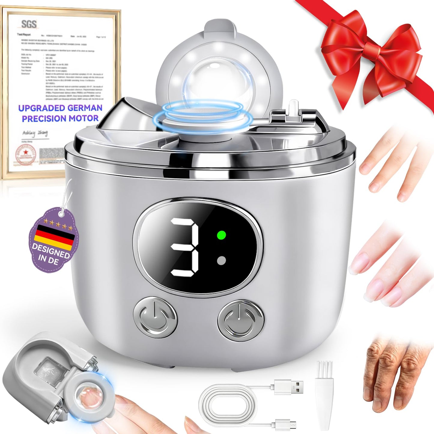 2026 Pro 6.0 Upgraded Electric Automatic Nail Clipper【Top1 German Motor】【3 Speeds & Double Mouth Blade】【LED Light & Magnifier Assistance】Clear Vision, Precise Trimming (Suitable for Families,Seniors)
