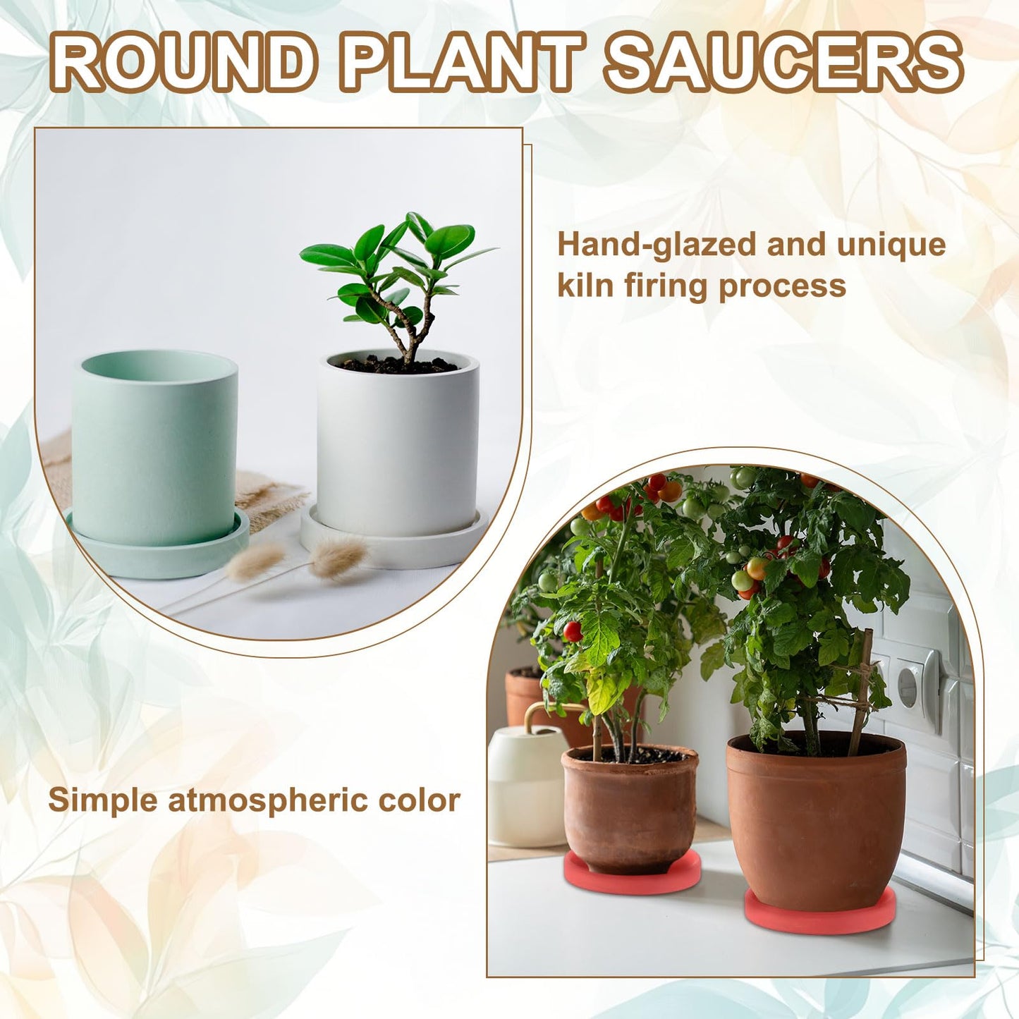 uxcell 2 Pcs Round Plant Saucers, 4 Inch Ceramics Plant Drip Trays for Pots, Heavy Duty Flower Pot Saucers for Indoors and Outdoors, Dark Green