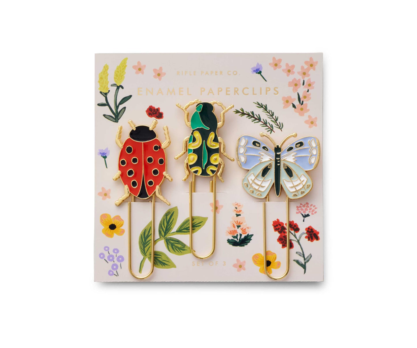 RIFLE PAPER CO. Curio Enamel Paper Clip Set, Use for Organizing, Decorating and More for Important Documents, Designed with Both Style and Function in Mind