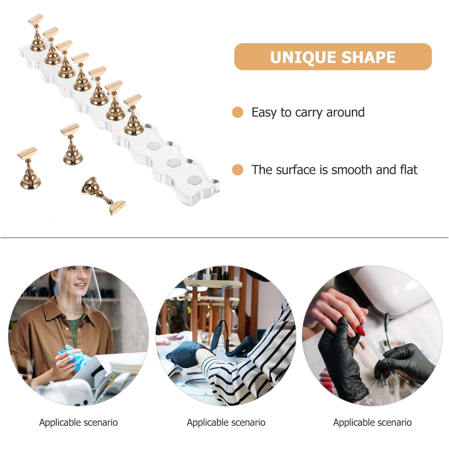 minkissy Extended Armor Holder 7.67 Inch Metal Nail Display Stand Creative Manicure Nail Rack Organizer with Smooth Surface for Art Practice and Press-on Nails