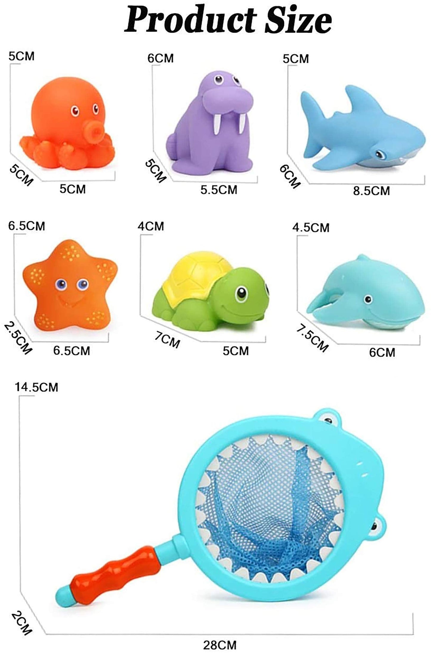 Bath Toy, Water Spraying Discoloration Floating Animals, Bathroom Pool Accessory, Shark Fishing Play Set for Babies and Kids
