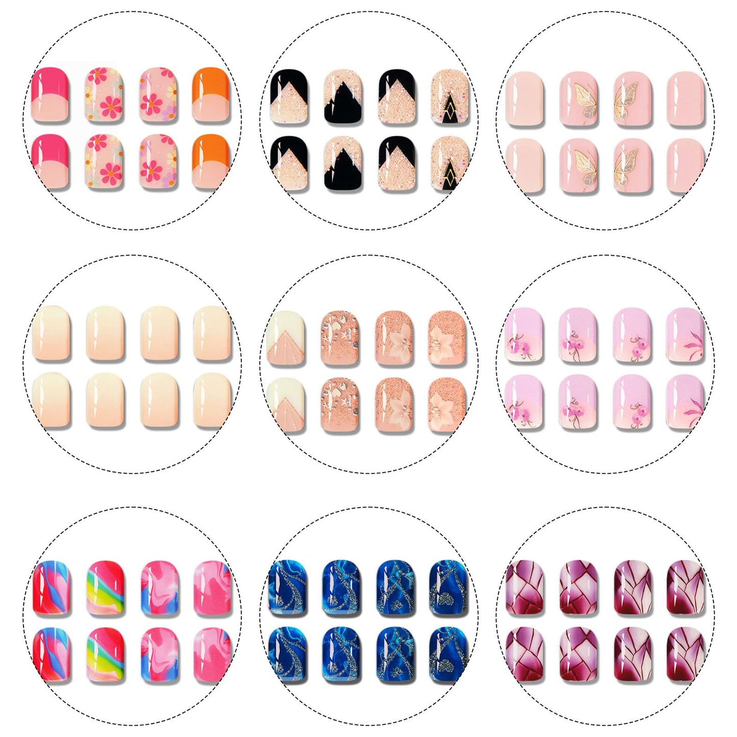 Semi Cured Gel Nail Strips with Gold Heart Designs Blue Gel Nail Strips Glossy Stickers Salon Quality & Easy to Use for Women 20 Pcs