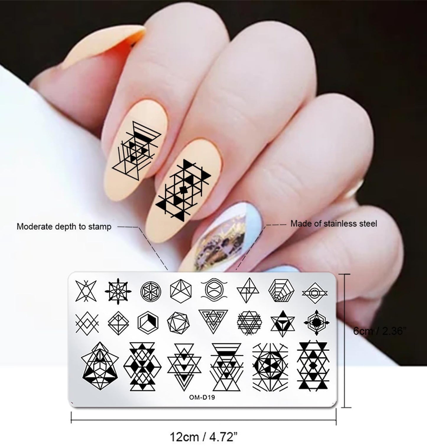 SILPECWEE 10pcs Nail Stamping Plates Nail Stamp Kit Geometry Designs Nail Art Stencil Nail Plate Template Nail Art Accessories for DIY & Salon