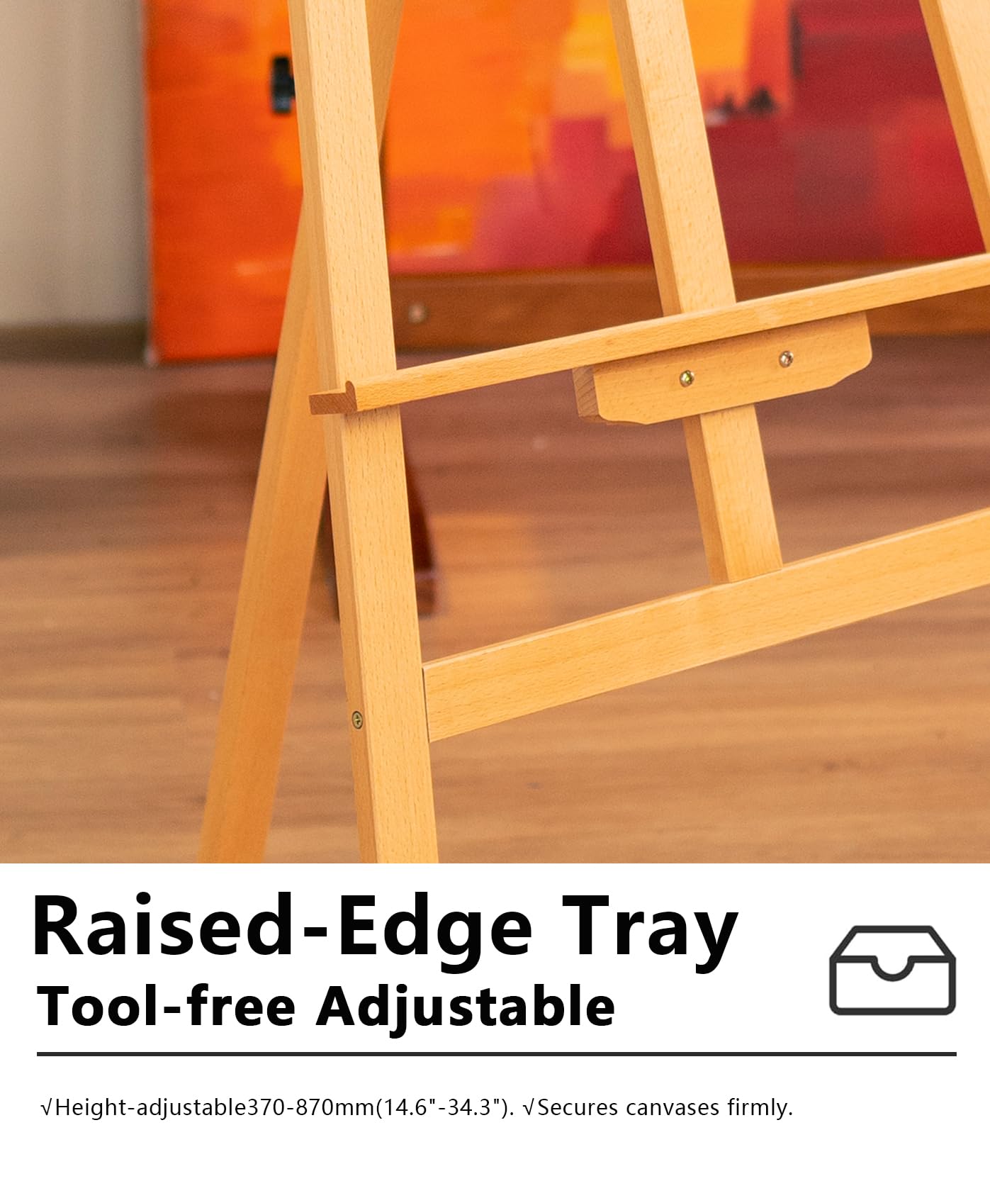 DJAR Solid Beechwood Art Easel for Painting, Folding Floor Easel Stand for Drawing, Wedding Sign and Poster, Ajustable Wooden Easel for Artist and Beginner, Hold Canvas up to 41.7"