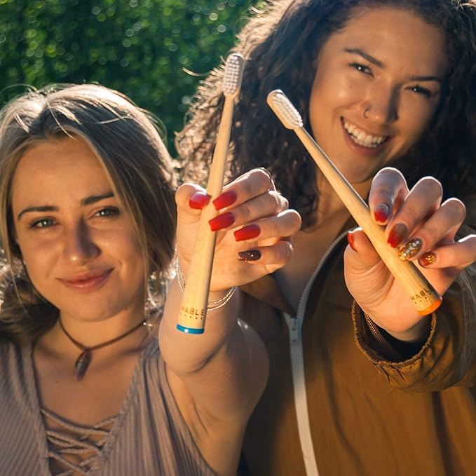 MABLE Bamboo Toothbrush for Adults – Soft Bristle, Compostable Wooden Toothbrushes, Available in 2 Pack and 4 Pack (Soft Bristles (Pack of 2)