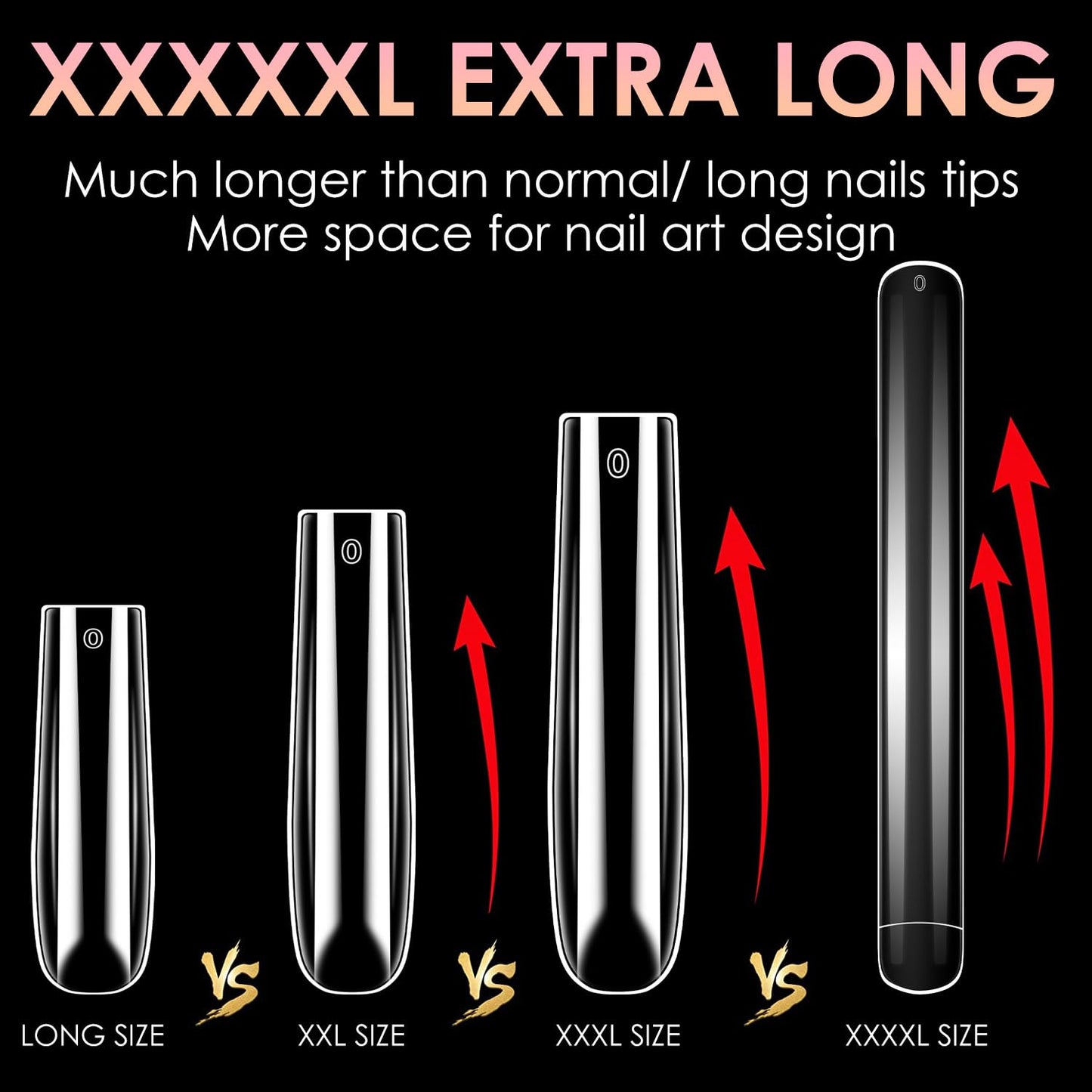 XXXXL Extra Long Nail Tips, BORNBYME 100Pcs Clear Curve Nail Tips Acrylic Full Straight Nail Tip