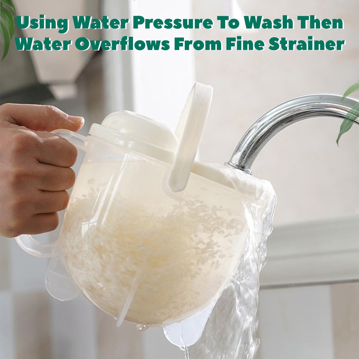 Rice Washer Strainer Bowl with Top Drainer, Microporous Small Colander Washing Bowl Rice Cleaner Strainer Colander for Washing Rice, Multigrain, Beans & Small Grain Food