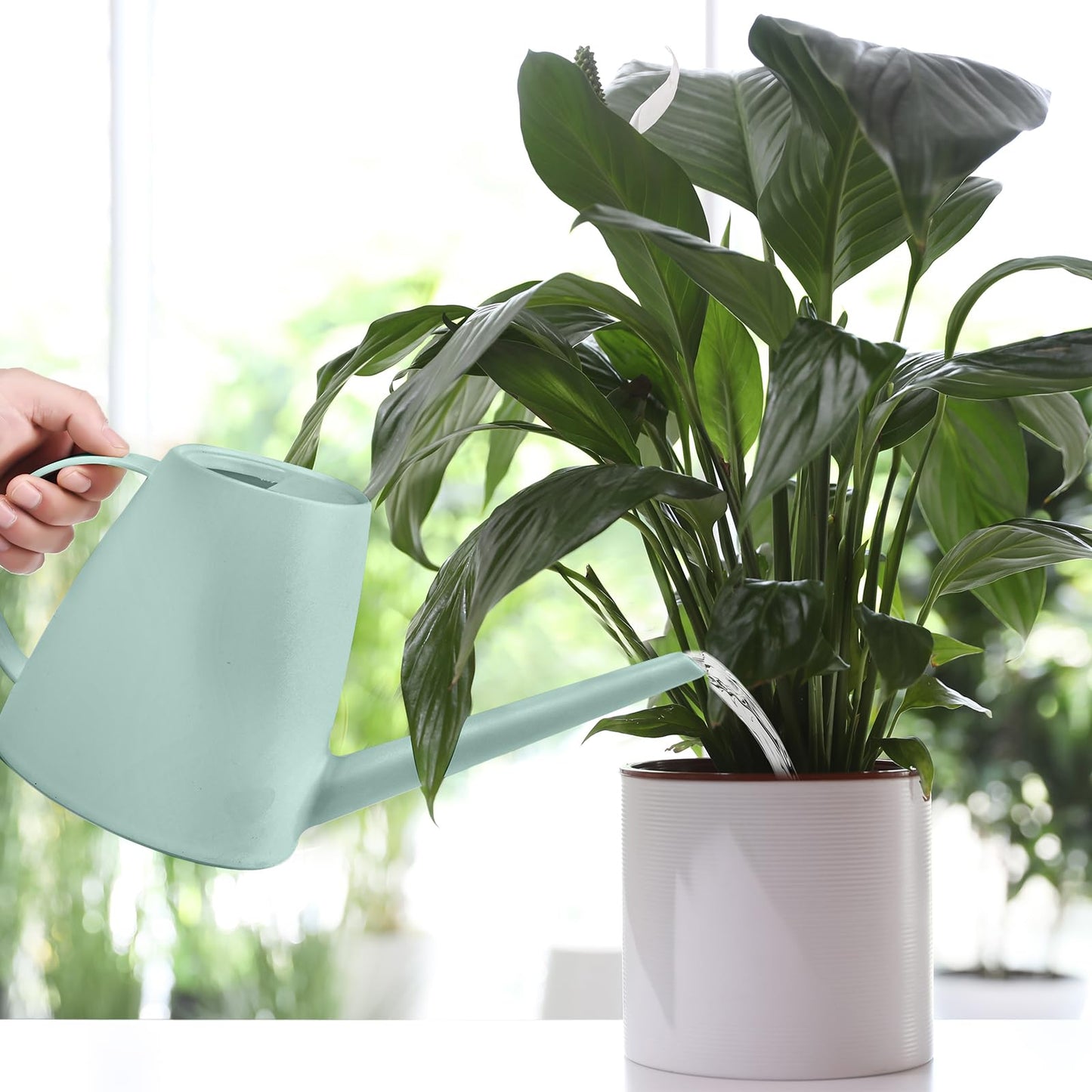 UFANME Plastic Watering Can - for Home Plant Garden - 1/2 Gallon - Light Green