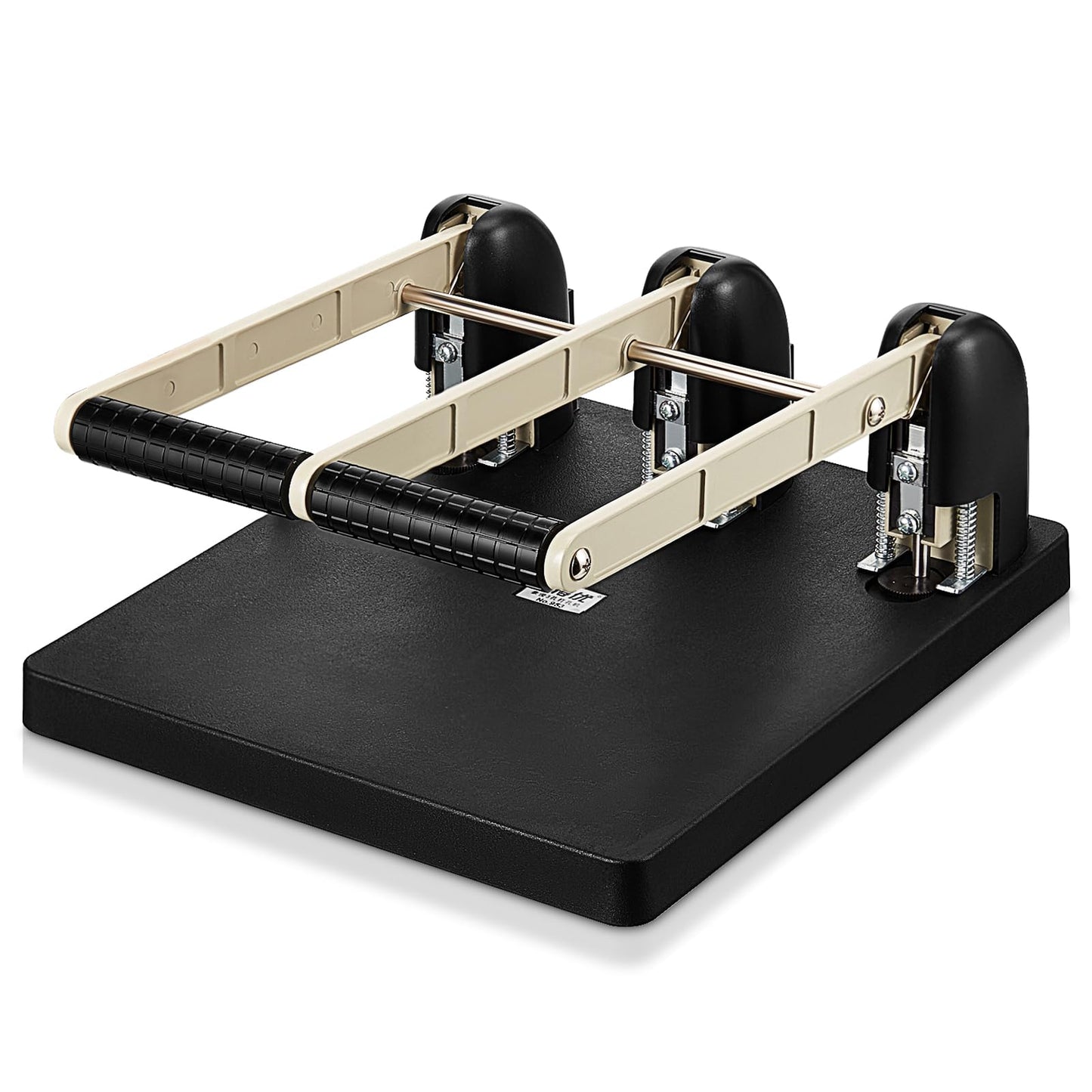 Harloon 3 Hole Puncher for Binder Metal 150 Sheet Capacity 13 x 12.2 x 6.2 Inch Black Silver Paper Punch Large Heavy Duty Puncher Lever Handle for Office Essentials Accessories Print Shops Home