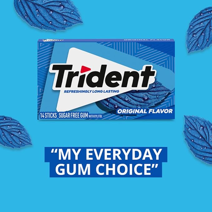 Trident Original Flavor Sugar-Free Chewing Gum, 12 Packs of 14 Pieces (168 Total Pieces)