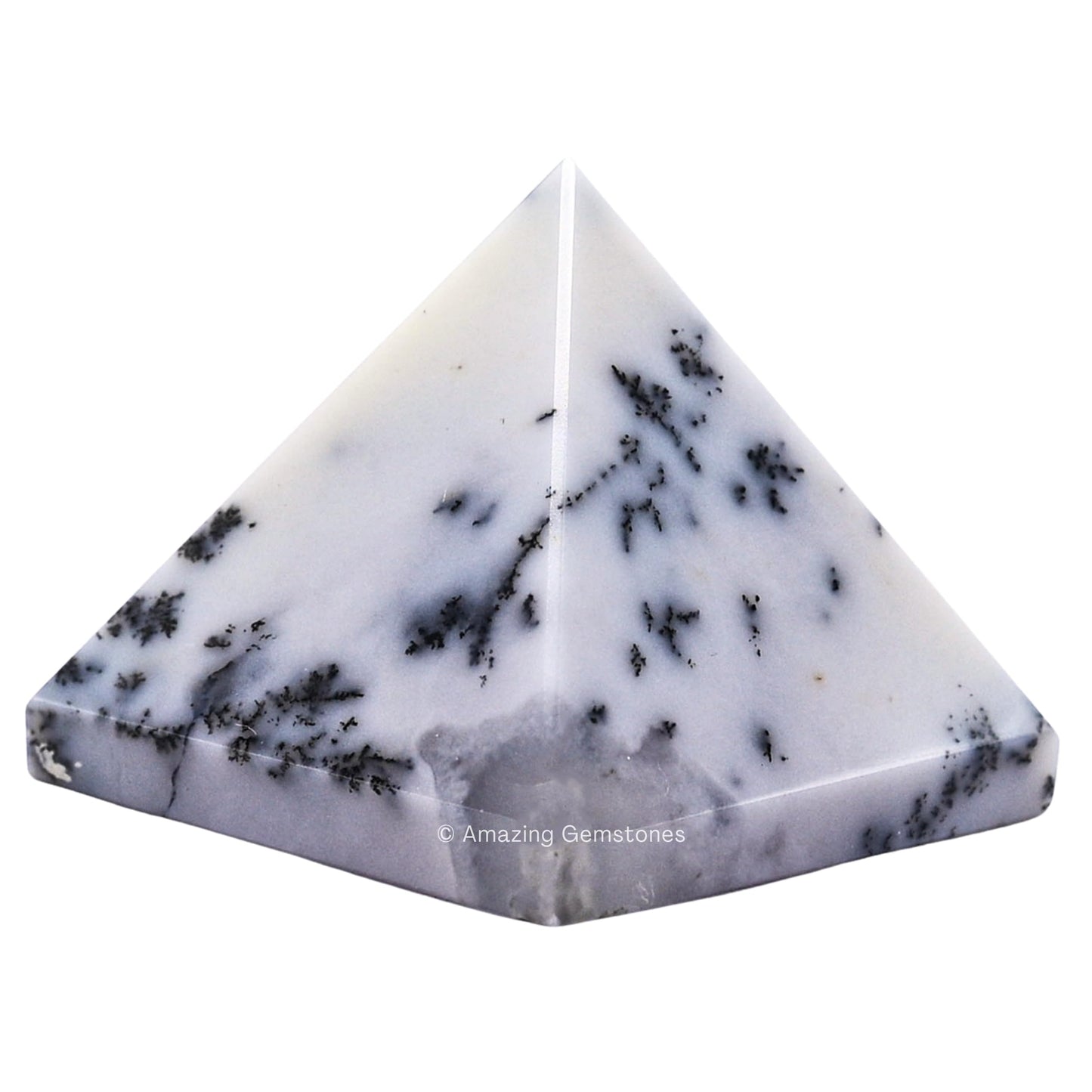 Amazing Gemstone Dendrite Opal Pyramid Crystal Healing Stones - 1.5" Great Pyramid Figurine of Natural Stone Pyramid for Meditation, Reiki, Chakra Balancing and Crystal Pyramids Grid