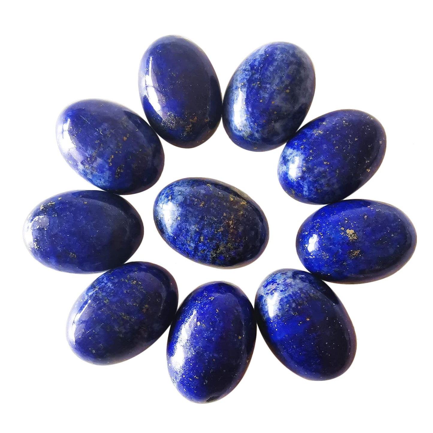 Loveliome 18x13mm Oval Cabochons Flatback Crystal Stone Gemstones Beads for Jewelry Making DIY Pack of 10, Lapis Lazuli