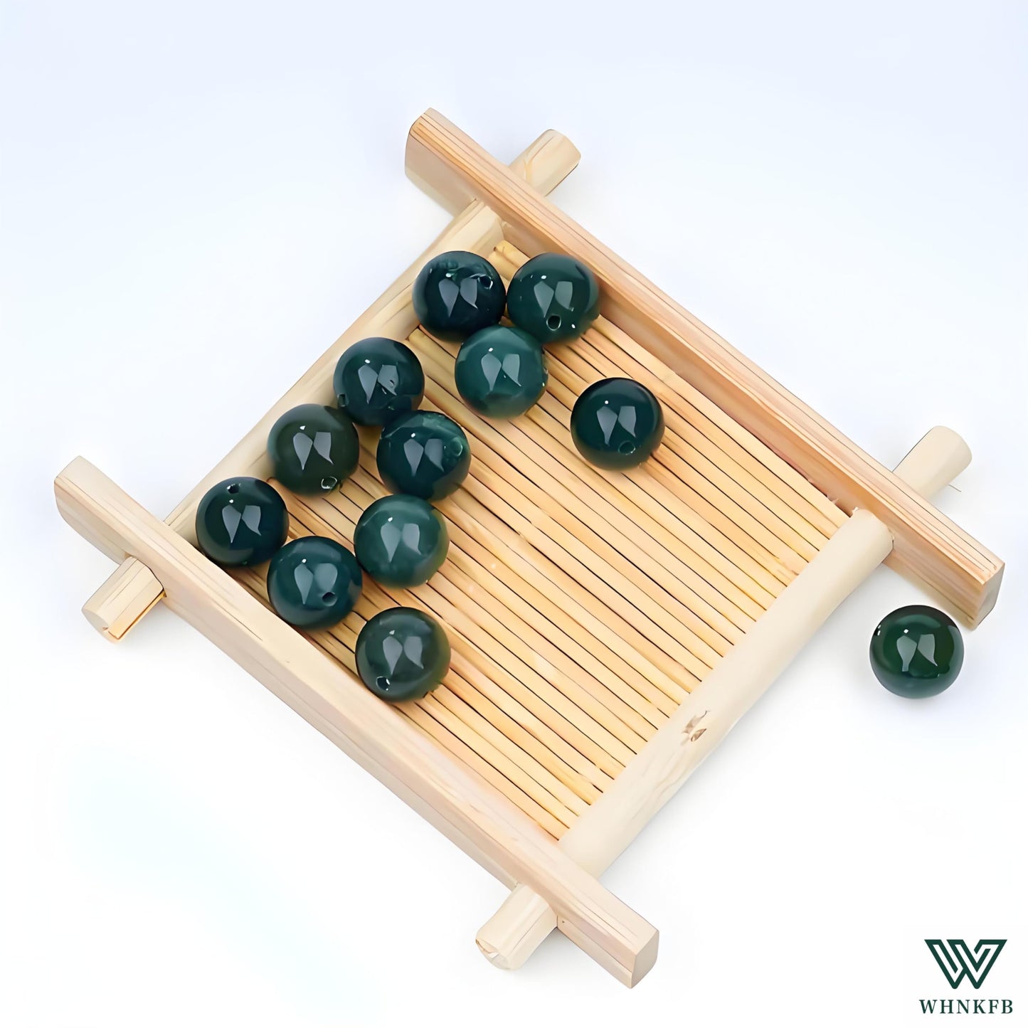 WHNKFB 10mm 50PCS Natural Moss Agate Round Beads, Dendritic Green Loose Stone Beads for Jewelry Making Craft - 4mm 6mm 8mm 10mm Options with Free Elastic Cord