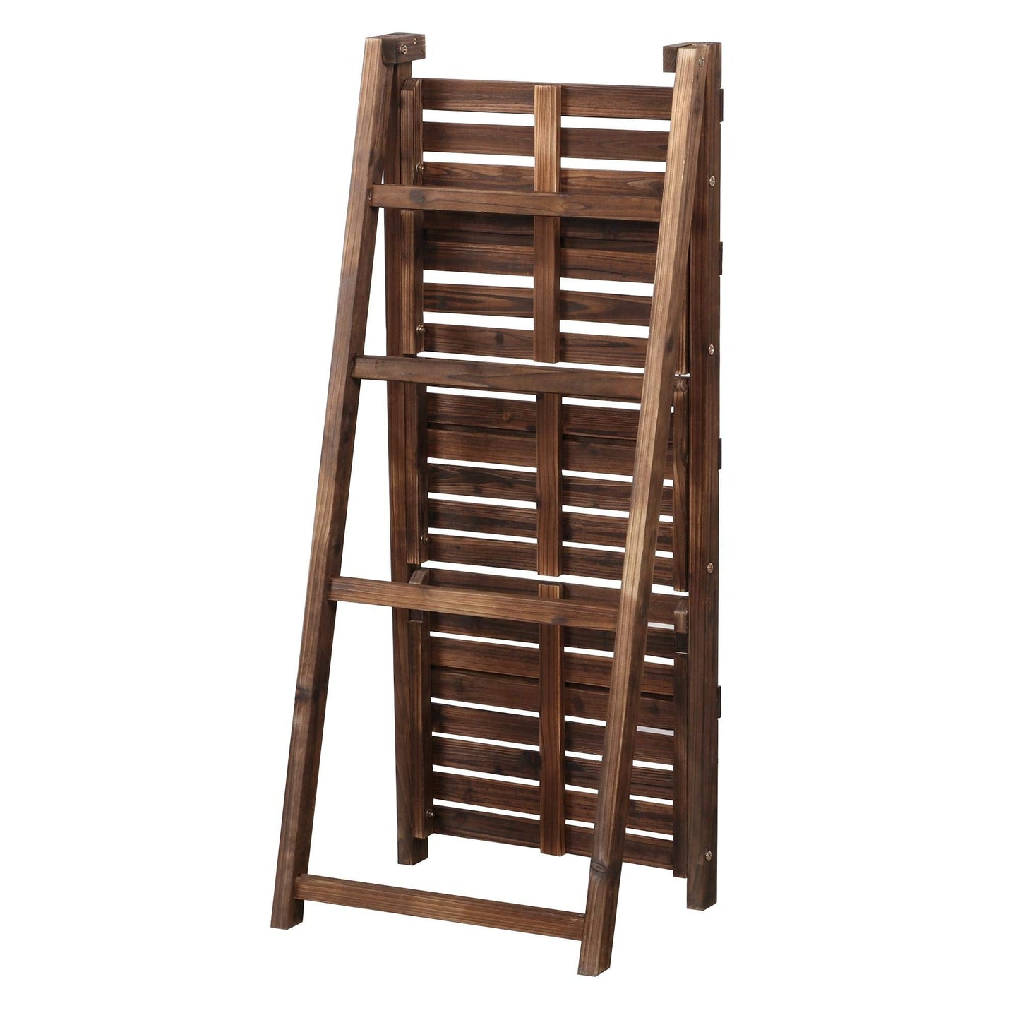 Yaheetech Foldable Ladder Shelf Wooden Plant Stand Indoor Outdoor Shelves No Assembly Flower Display Multi-Functional Shelves Outdoor Storage Shelf for Living Room/Garden/Office/Kitchen Brown