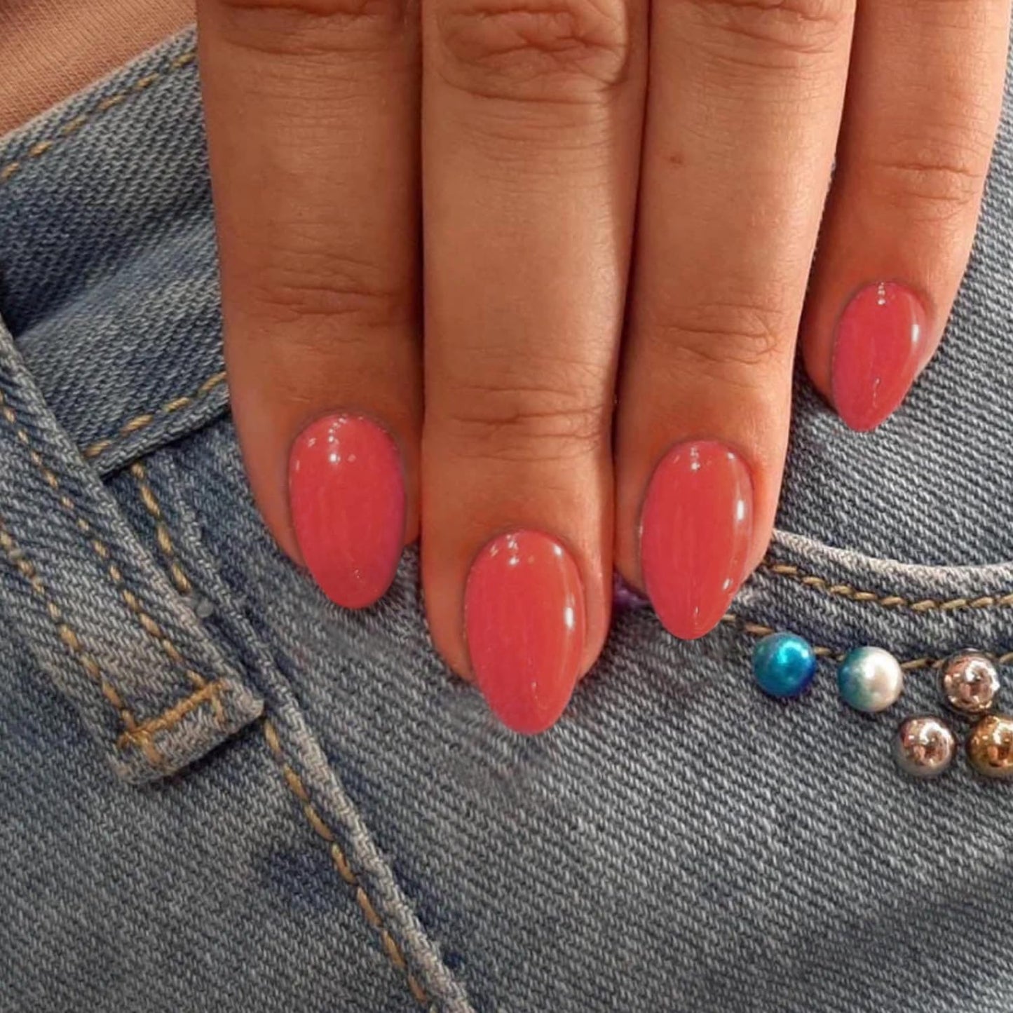 KXAMELIE Orange Red Press on Nails Medium Almond&Coral Press on Nails Short Oval For Beach Party Daily Decoration in 72 PCS