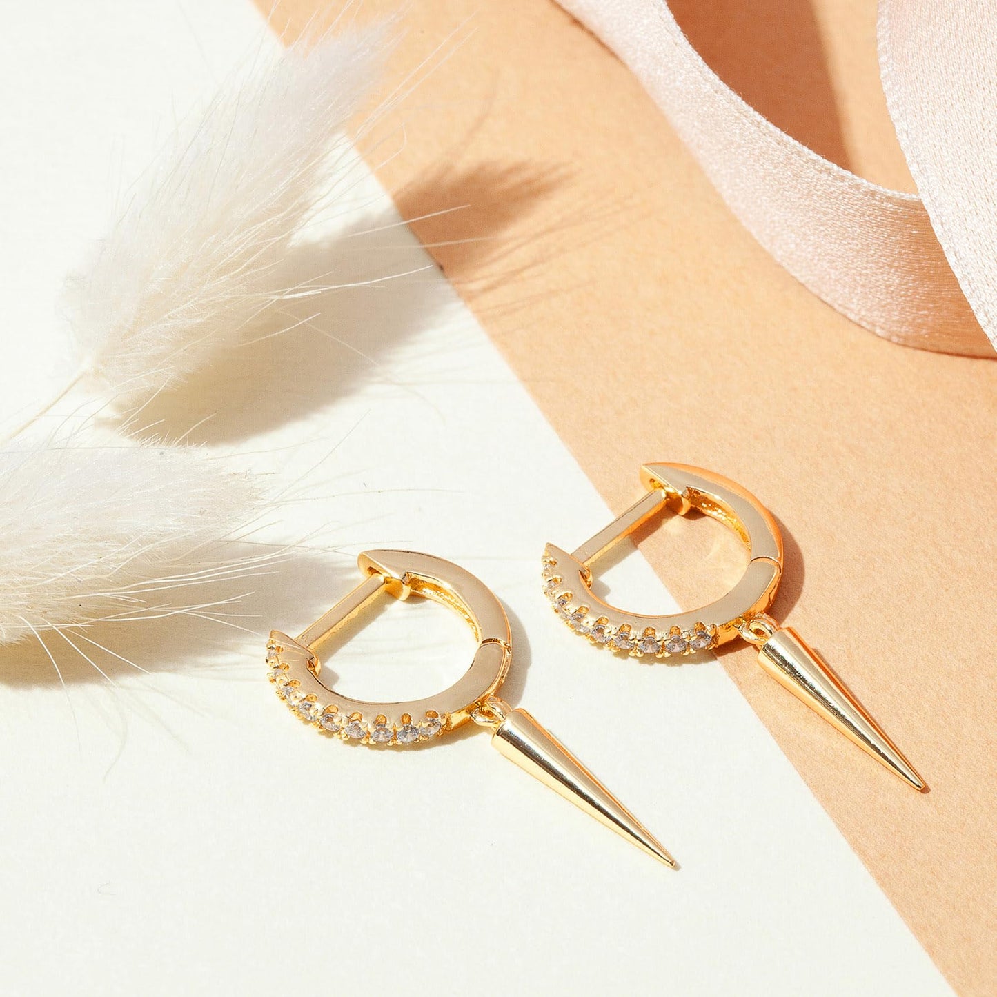 PAVOI 14K Yellow Gold Plated S925 Sterling Silver Post Drop/Dangle Huggie Earrings for Women | Dainty Awl Earrings