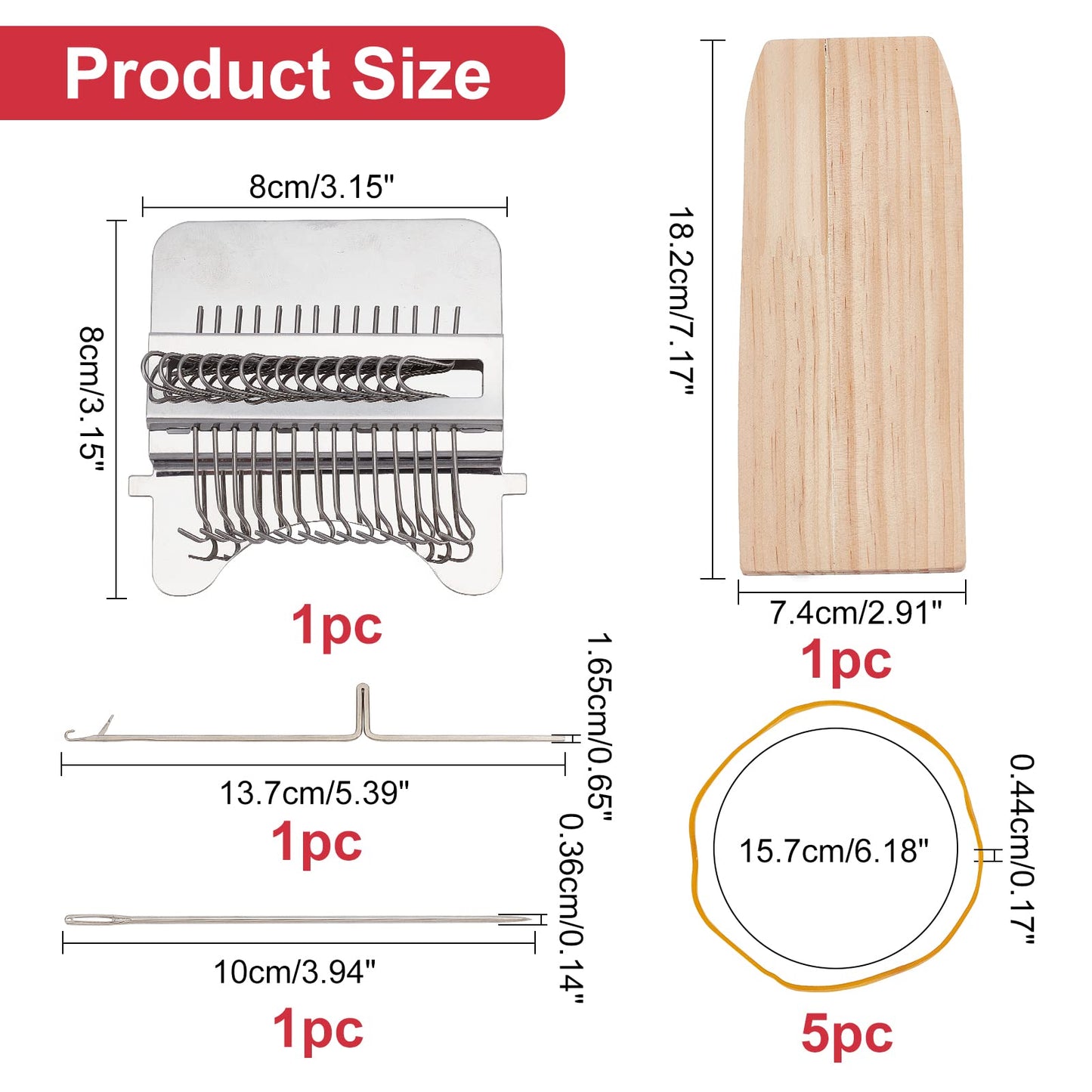 arricraft Wood Knitting Looms, Mini Weaving Frame Loom Kit with Pin Rubber Findings for DIY Weaving Arts, Repair Clothes, Mending Jeans
