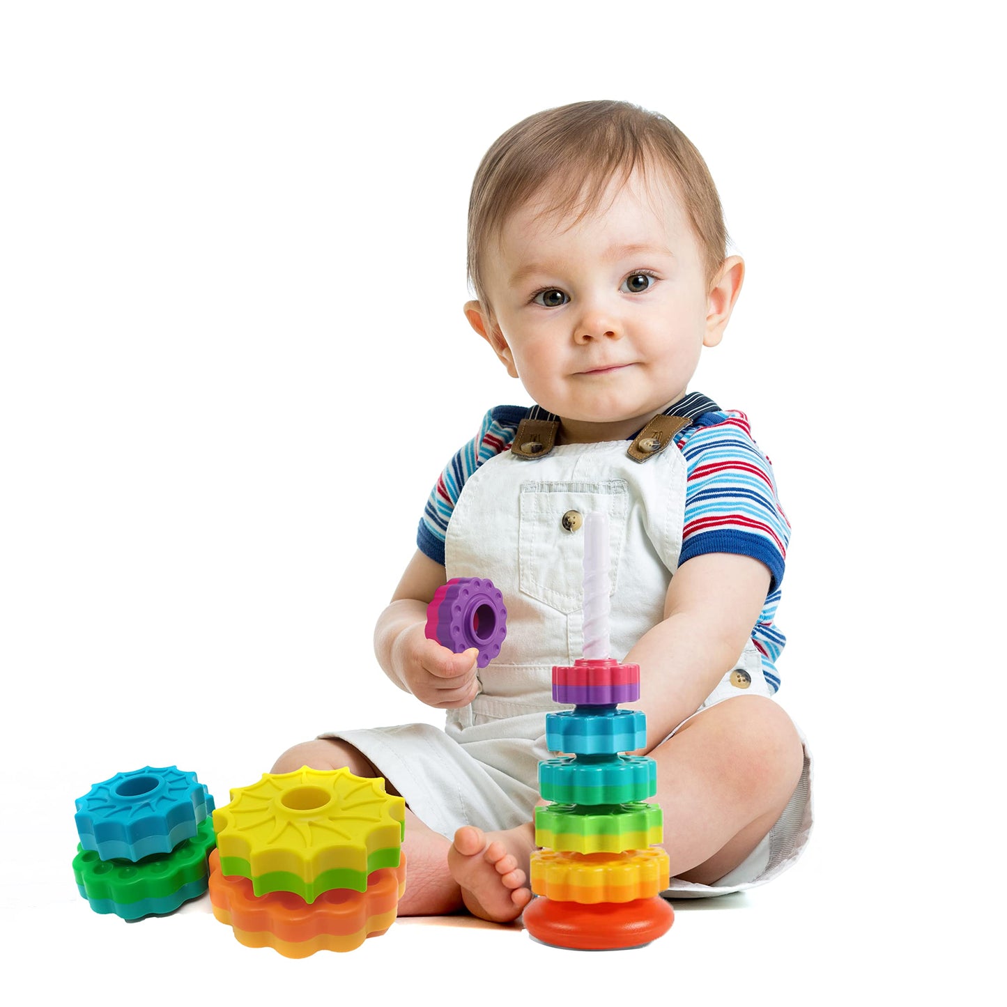 LBAIBB (1 PCS Spinning Stacking Toy,Spin Toy for Toddlers 1-3,Sensory Toys for Toddlers 1-3,Rainbow Spin Tower,Autism Spin Stack Toys,Suitable for Gifts for Boys and Girl