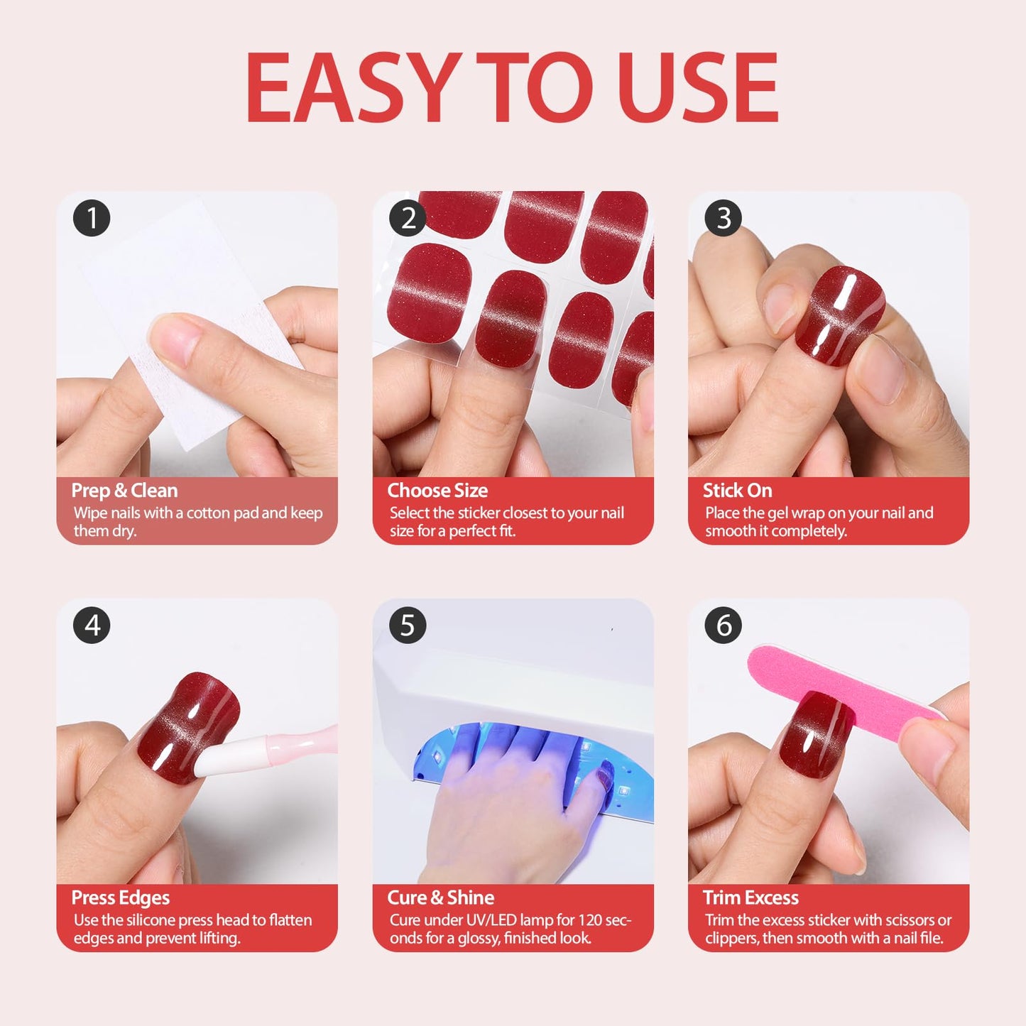 Makartt Semi Cured Gel Nail Strips Kit 2 Packs – Real Gel, Hema & TPO Free, 16 Sizes Anti-Lift Fit, UV Light Required, Salon Quality, Long Lasting, Includes Dual-Ended Tool & Prep Kit (Classic Red)