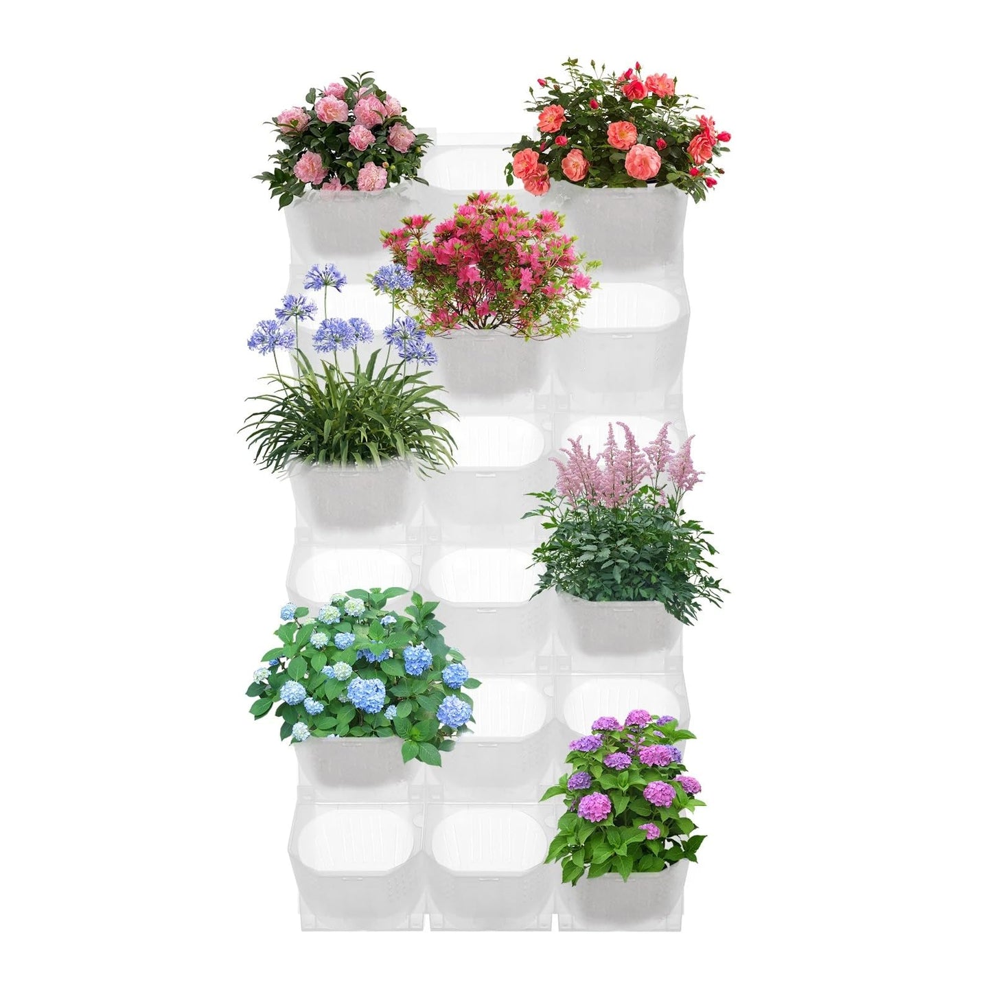 DUSNDULR 2 PCS Self-Watering Wall Planter, Wall-Mounted Vertical Garden Planter with 36 Pots for Indoor Outdoor Flowers Vegetables Herbs (White)