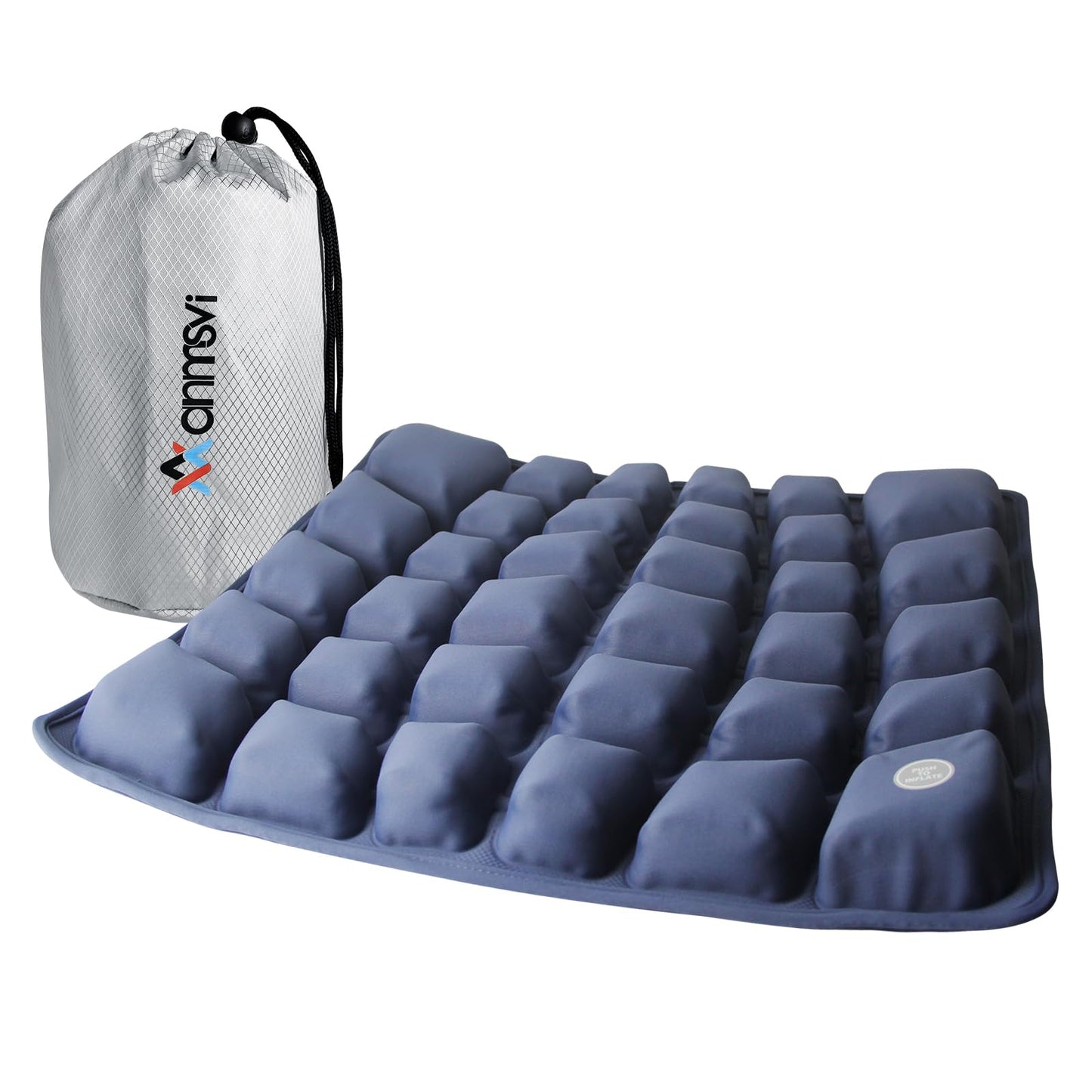 ANMSVI Inflatable Seat Cushion with Built-in Pump for Airplane Travel, Car & Office Chair - Portable Air Pad for Sciatica, Coccyx & Tailbone Pain Relief - 3D Air Cell Support for Long Sitting, 0.8lbs