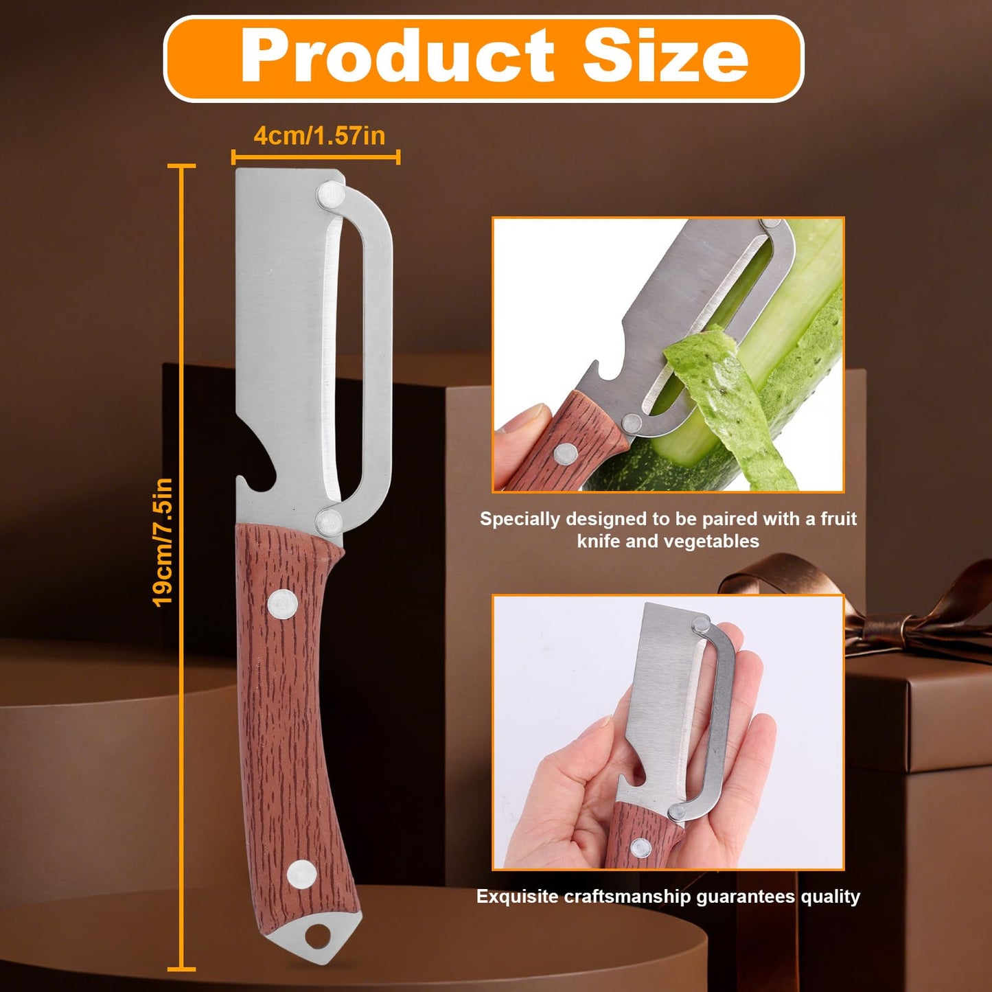 2pcs Multi-Functional Vegetable Peeler with Ergonomic Handle, Stainless Steel Thick & Thin Skin Fruit Peeler with Bottle Opener, Not for Left-Handed Users, Practical Kitchen Tool for Apple Potato